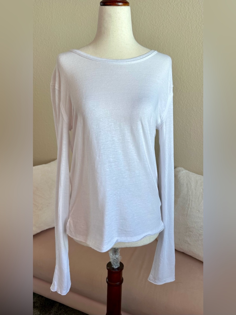 NEW Tags Free People We The Free  Arden Long Sleeve Oversize T Shirt Sz S White
